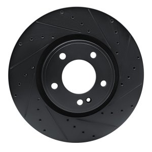 Mercedes-Benz G550 Brake Rotor (1) - Front Right - R1 Concepts - Drilled & Slotted - Black - `19-`25